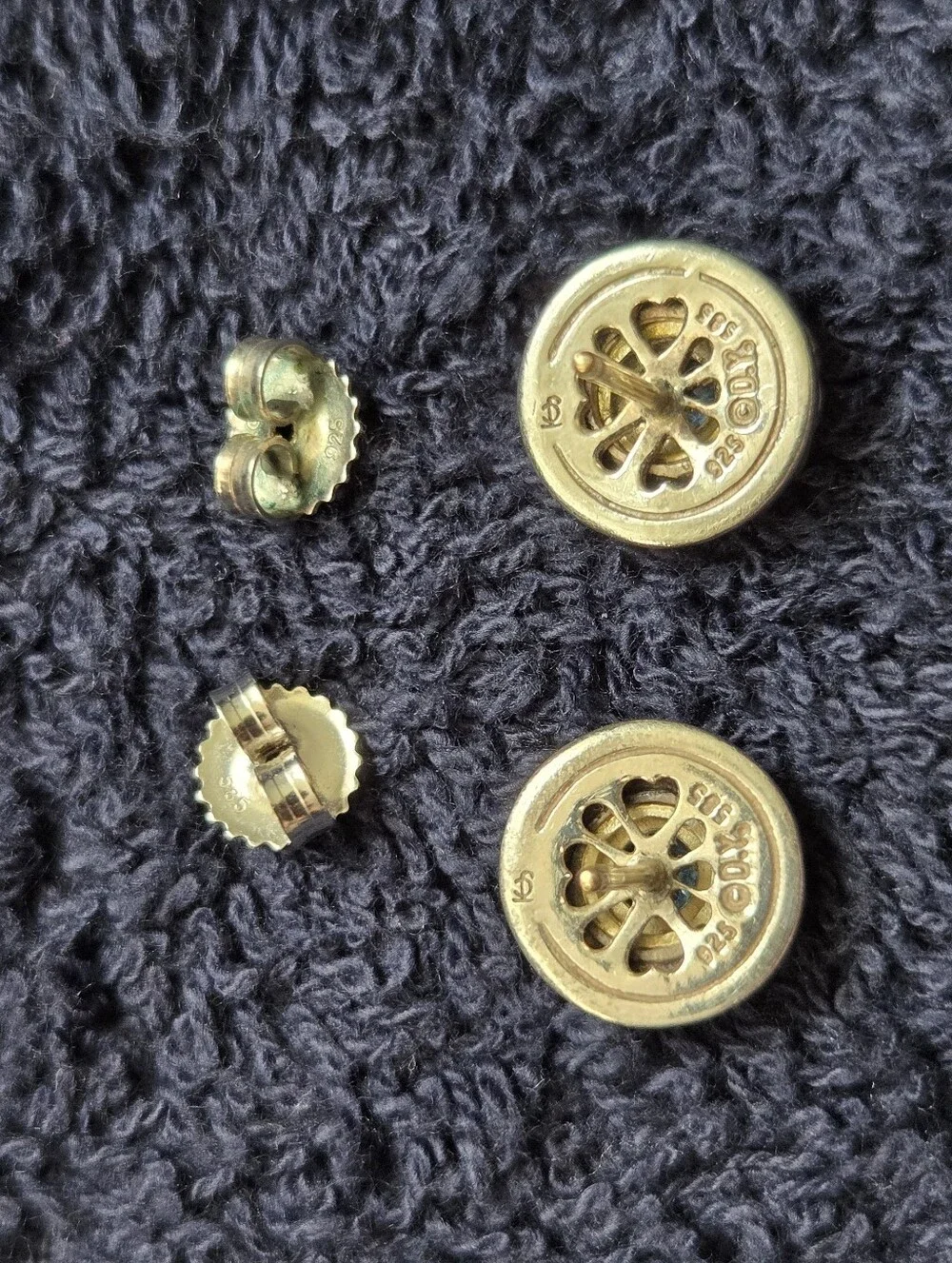 David Yurman sterling silver and 14k gold blue topaz cookie stud earrings
